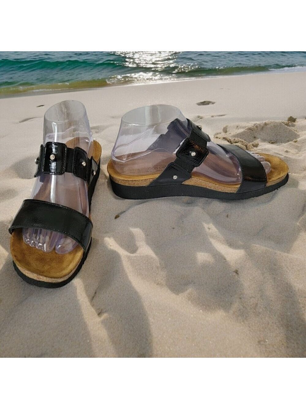 Naot Ashley Leather Sandals - Wedge Heels with Rhinestones - Size 40 EU (9-9.5)